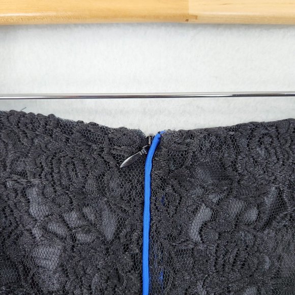 Ashro Skirt Womens 20 Black Blue Lace A Line Trumpet Classic Pleated Flare - Picture 9 of 13